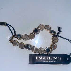 Stunning Faux Crystal Like Sparkling Bracelet with Cloth Material Black Band